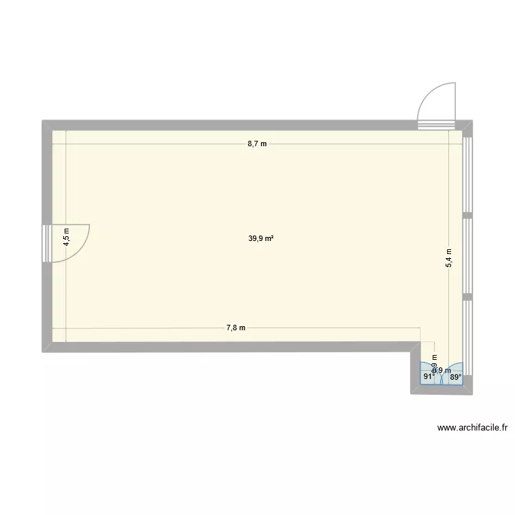 caaca. Plan de 1  et 40 m²