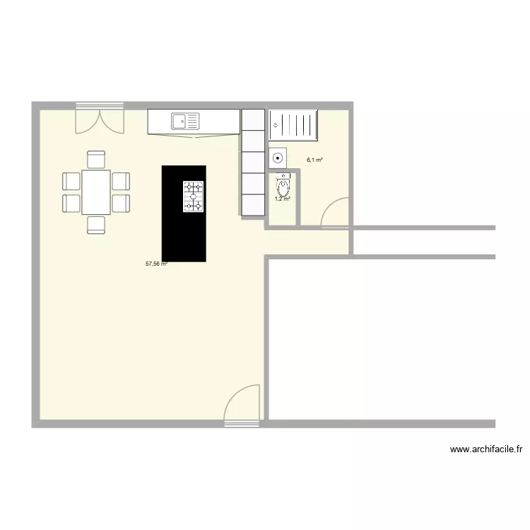Salle de bain. Plan de 3  et 65 m²