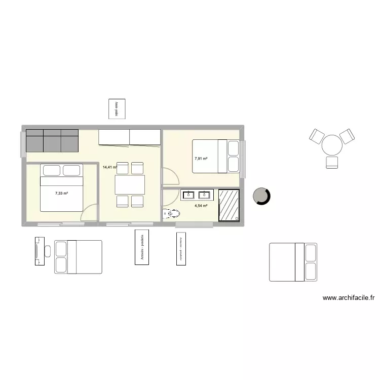 extension 4.24x9.34 -40m2 ter. Plan de 4 Pièces et 34 m² extension 4.24x9.34 -40m2 ter. Plan de 4 Pièces et 34 m²