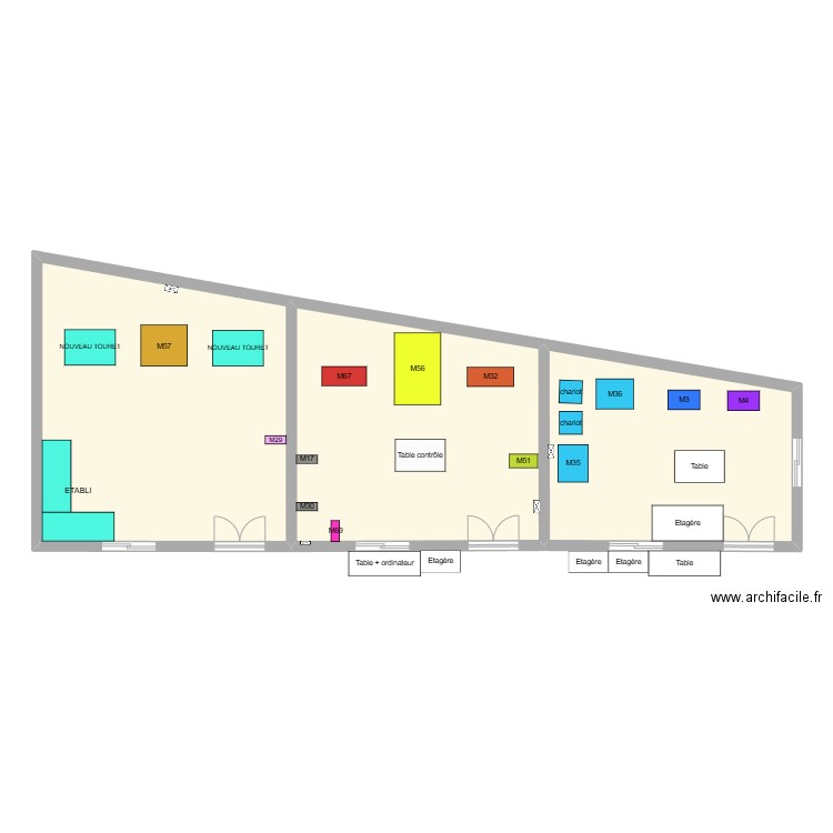 nouveaux flux. Plan de 3 pièces et 119 m2