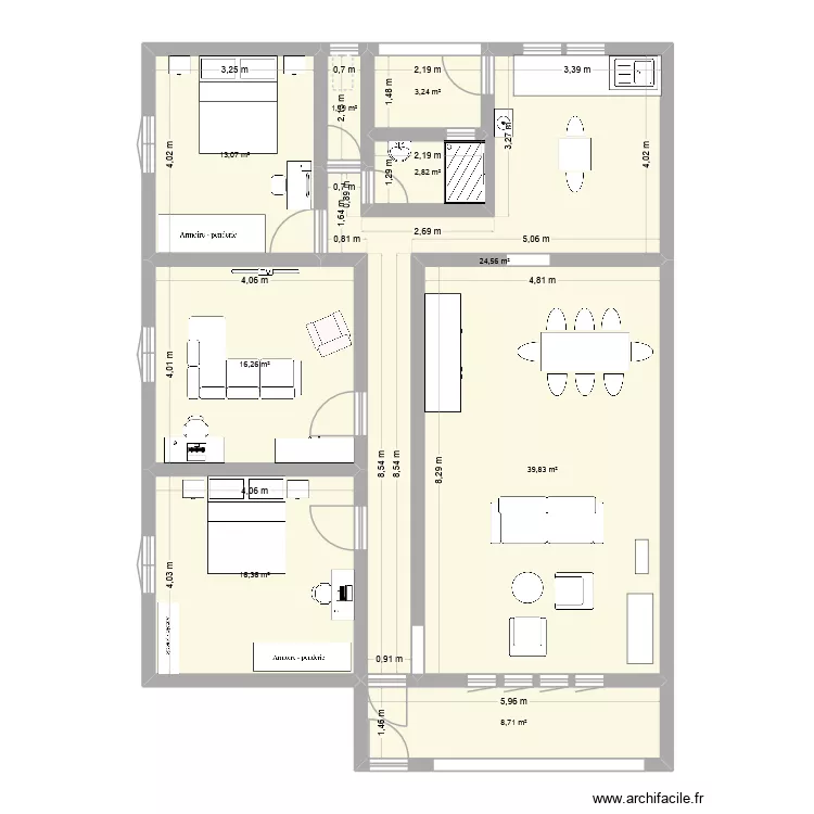 Apartment 2C EL Monaco R1. Plan de 9  et 126 m²