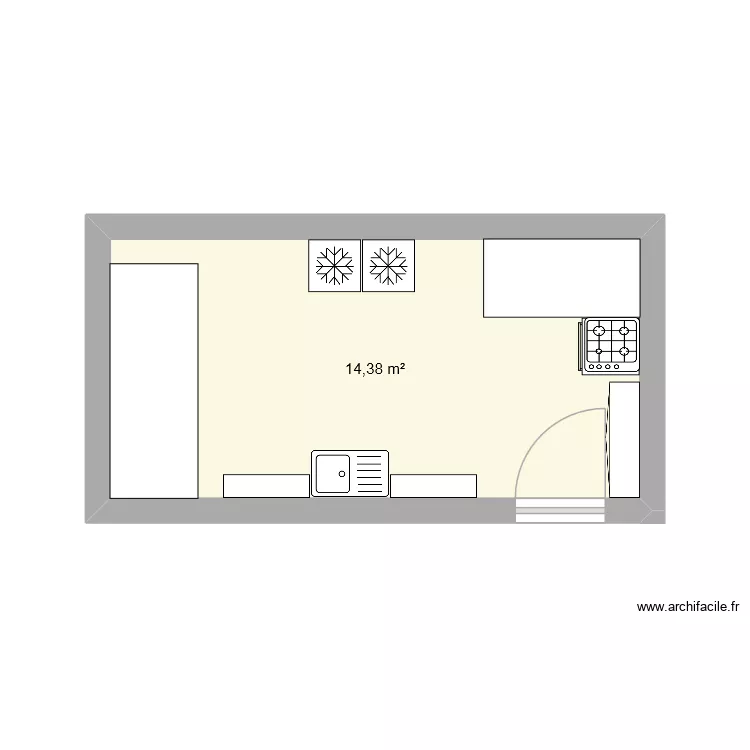 atelier transfo. Plan de 1  et 14 m²
