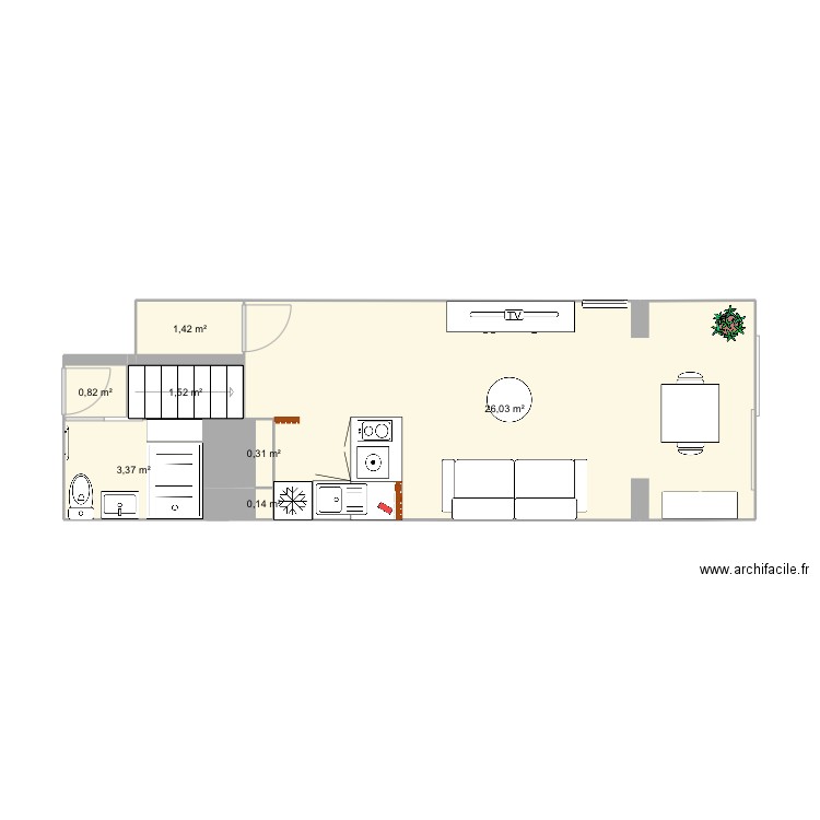 Plan 3. Plan de 7 pièces et 34 m2