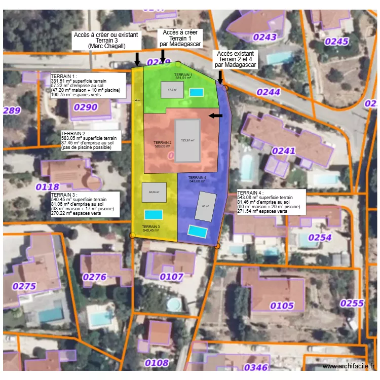 madagascar projet. Plan de 1  et 124 m²