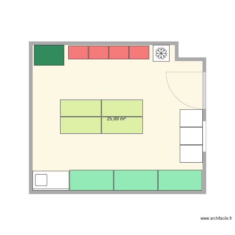 Salle soins. Plan de 1 pièce et 26 m2