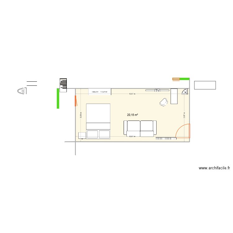 garage3. Plan de 1 pièce et 20 m2