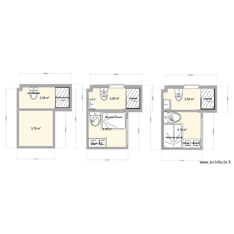 sdb. Plan de 6 pièces et 22 m2