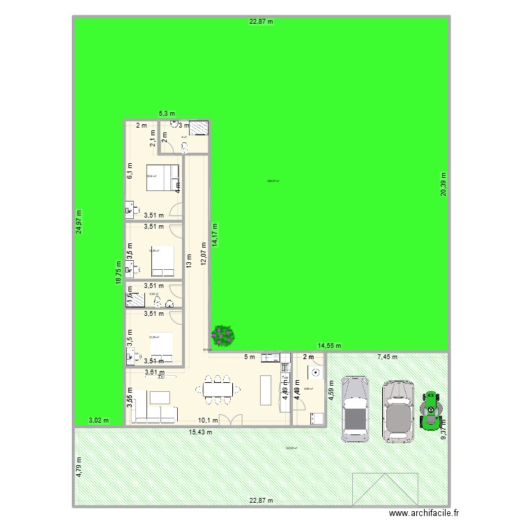 Les Maldives. Plan de 9 pièces et 672 m2