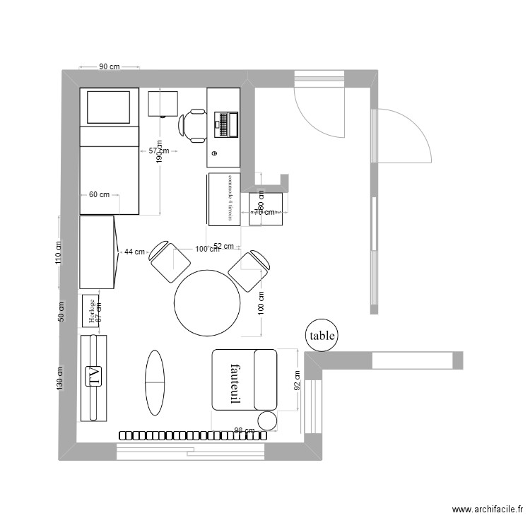 studio. Plan de 0 pièce et 0 m2