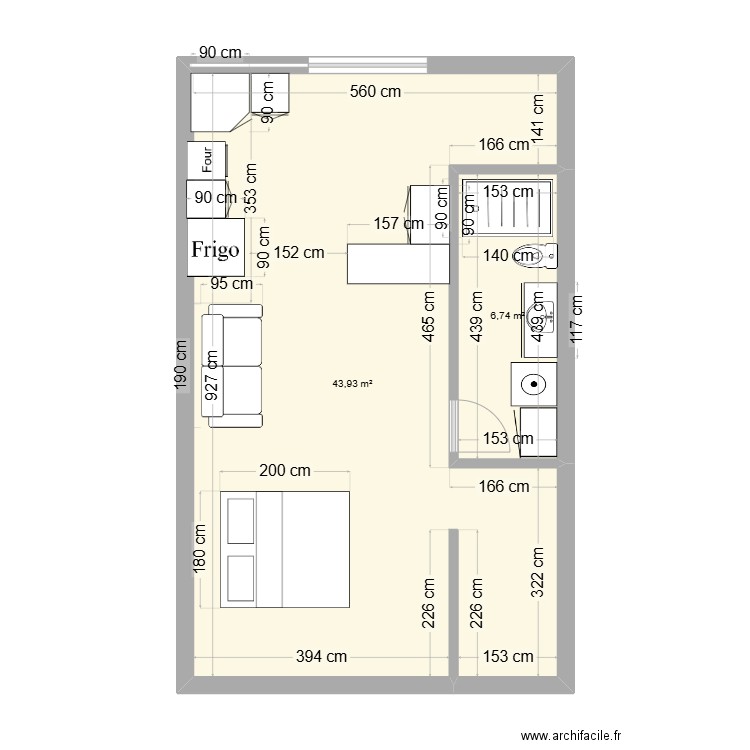 cabana2. Plan de 2 pièces et 51 m2
