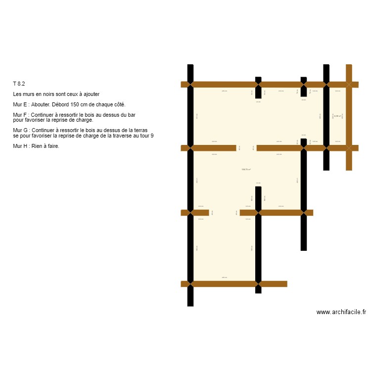 Plan T 8.2. Plan de 2 pièces et 115 m2