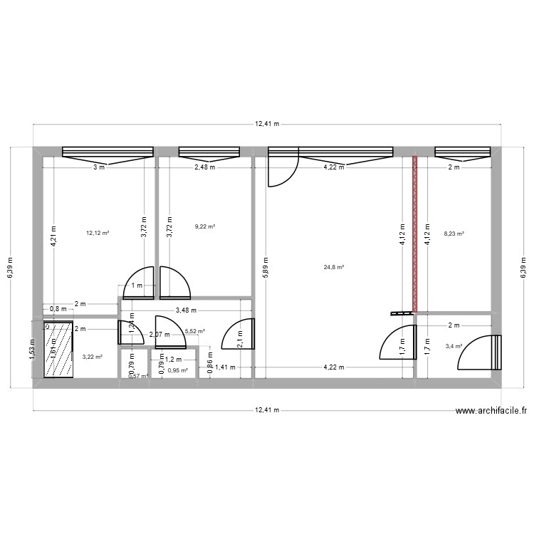 SIMONE CACCI  PLAN DE  PRINCIPE. Plan de 9 pièces et 68 m2