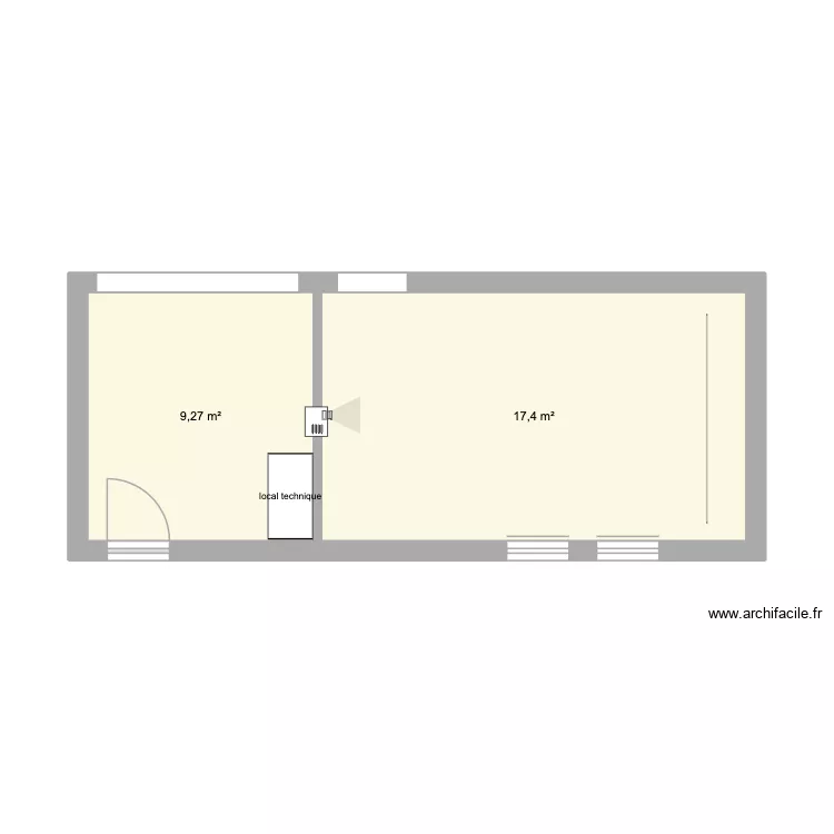 hc apr&egrave;s. Plan de 2  et 27 m²