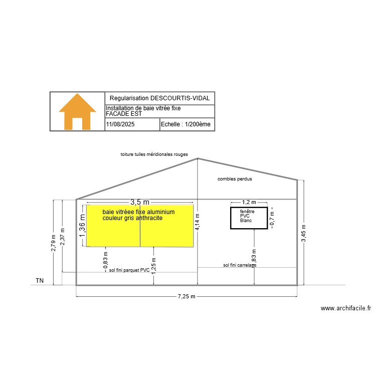 PLAN FACADE EST. Plan de 0 pièce et 0 m2