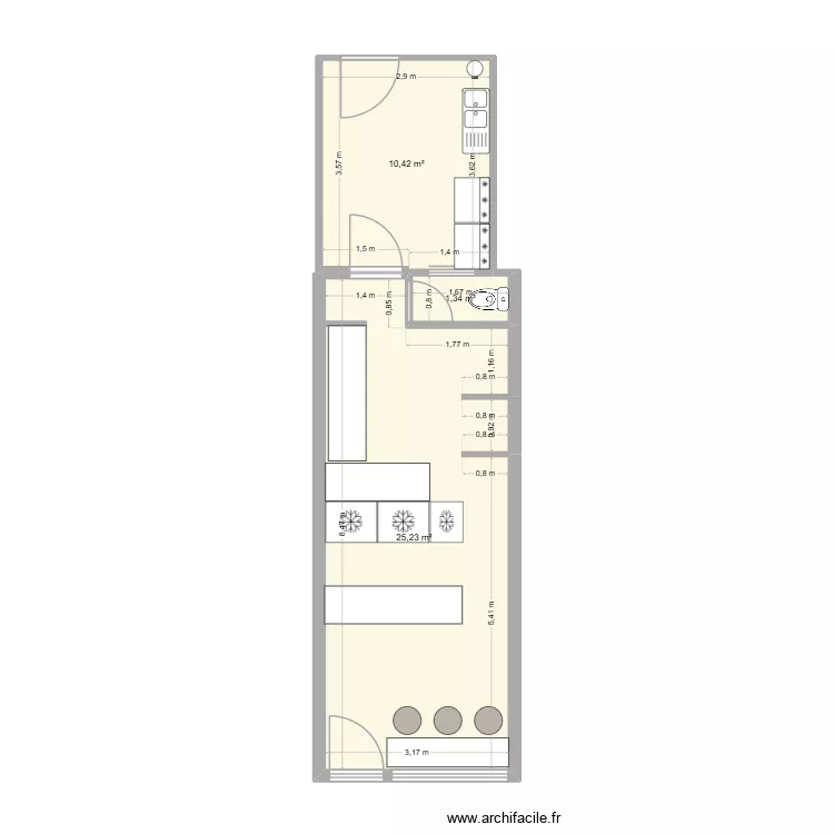 local sci flore. Plan de 3 Pièces et 37 m² local sci flore. Plan de 3 Pièces et 37 m²