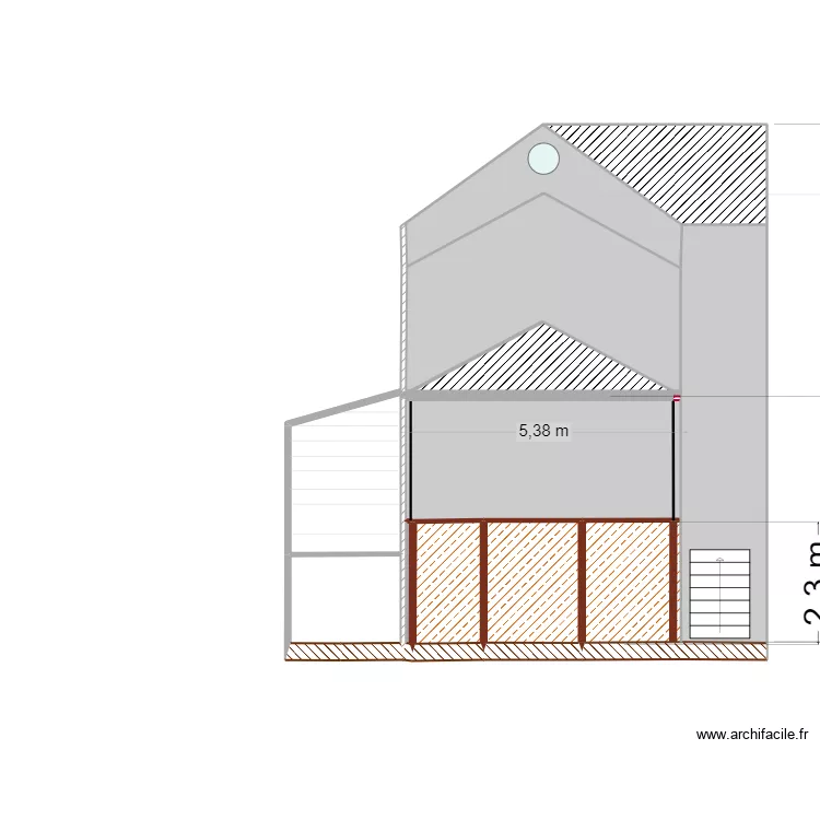 facade de c&ocirc;t&eacute; apr&eacute;s. Plan de 