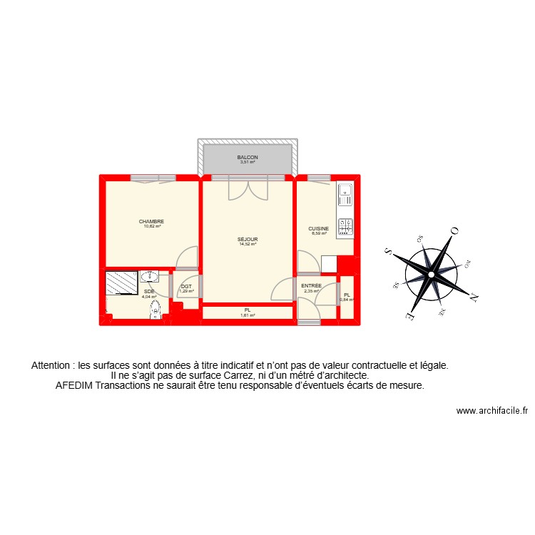 BI 30269. Plan de 14 pièces et 46 m2