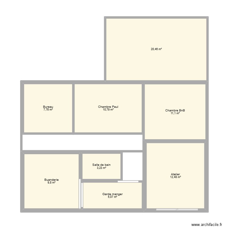 Sous_Sol_Tignieu. Plan de 8 pièces et 81 m2