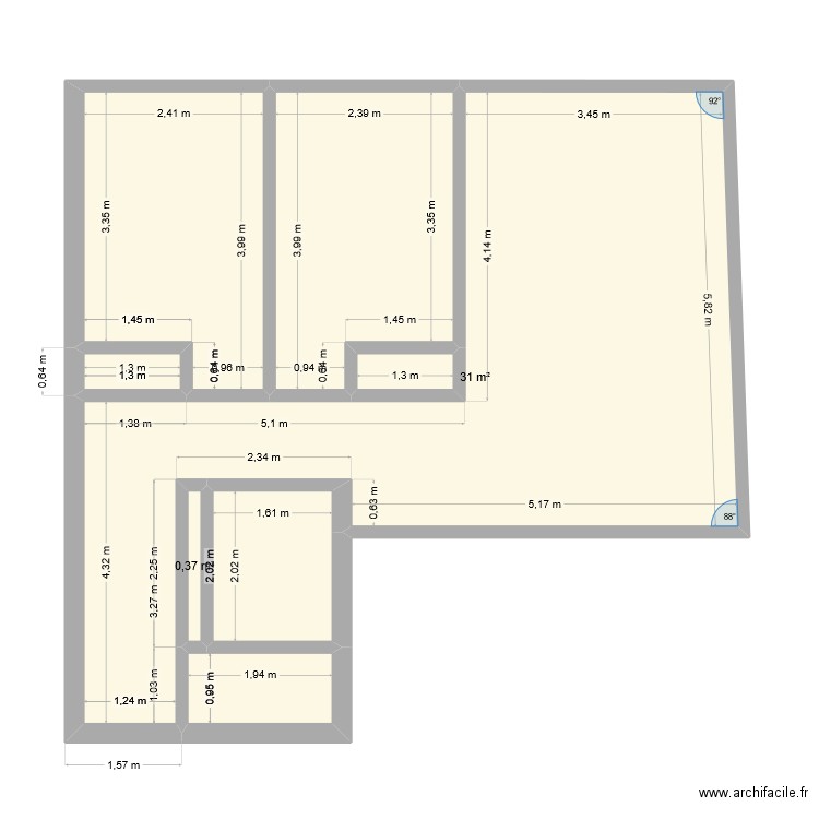 Anatole. Plan de 8 pièces et 55 m2