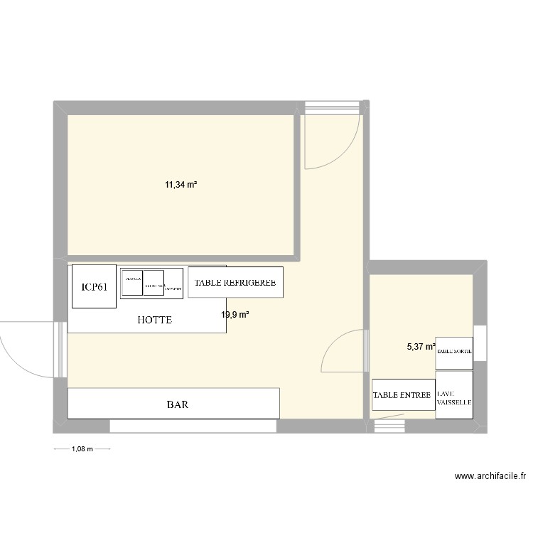 OLIVIGNE. Plan de 3 pièces et 37 m2