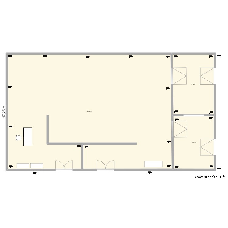 boutique. Plan de 3 pièces et 499 m2