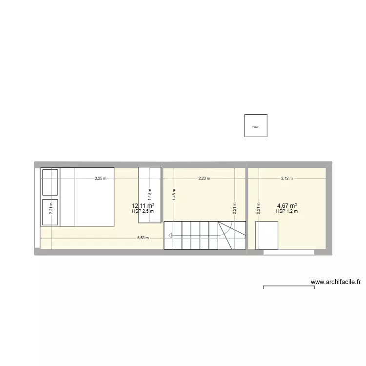 Tiny house 2ter mezzanine. Plan de 2  et 17 m²