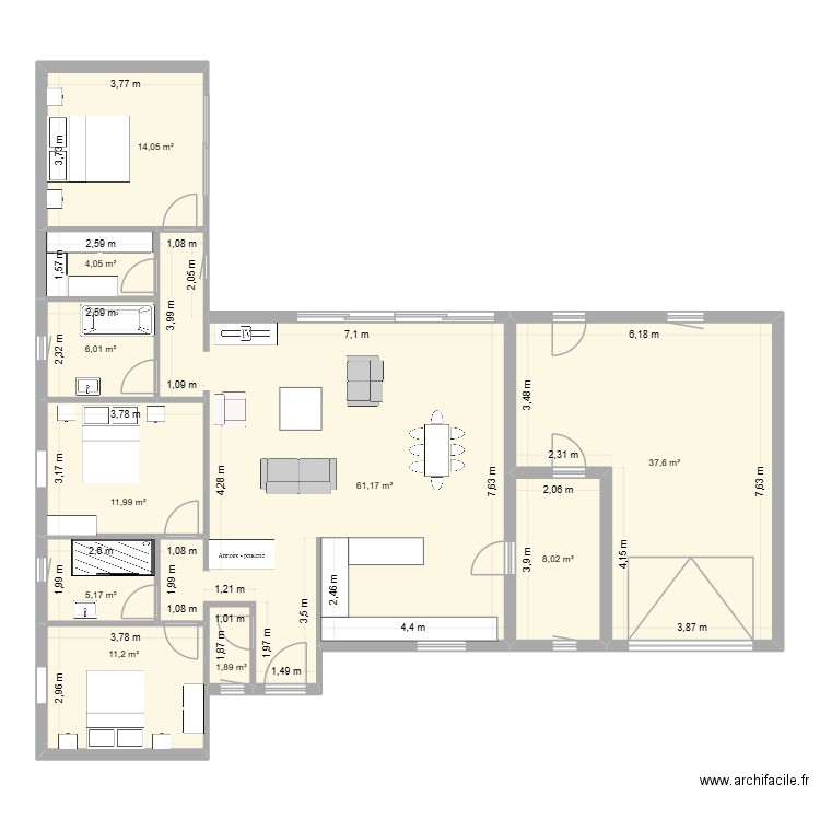 plan maison ESQ2. Plan de 10 pièces et 161 m2