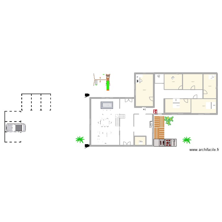partie privative. Plan de 7 pièces et 97 m2