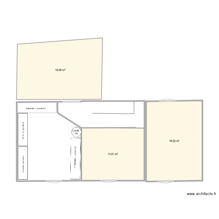 emmmenagement. Plan de 3 pièces et 46 m2