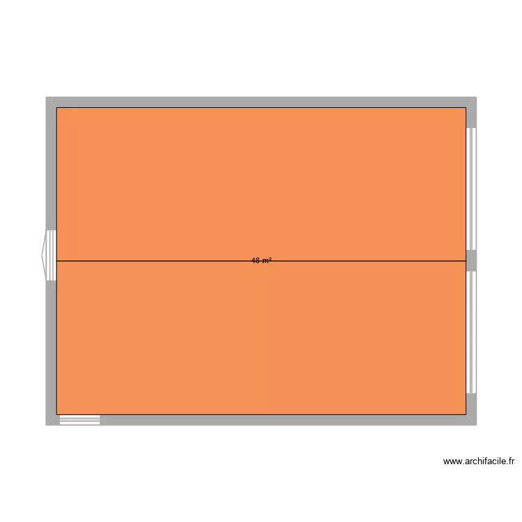 garage. Plan de 1  et 48 m²
