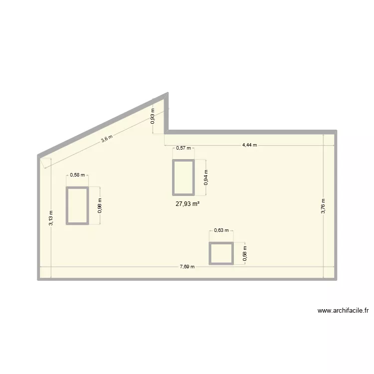 Cotation Fa&ccedil;ade Nord Ouest. Plan de 4 pièces et 31 m²