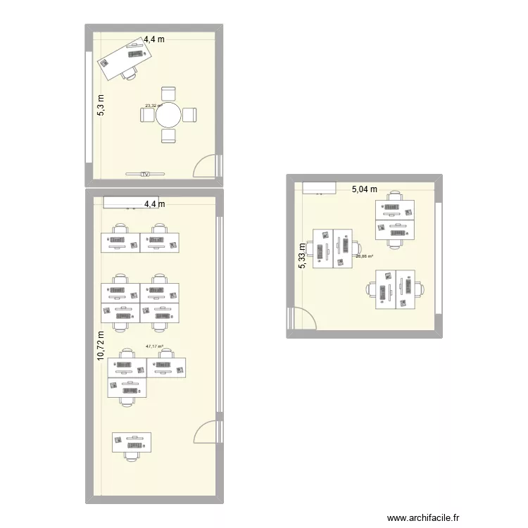 new bureau. Plan de 3 Pièces et 97 m²