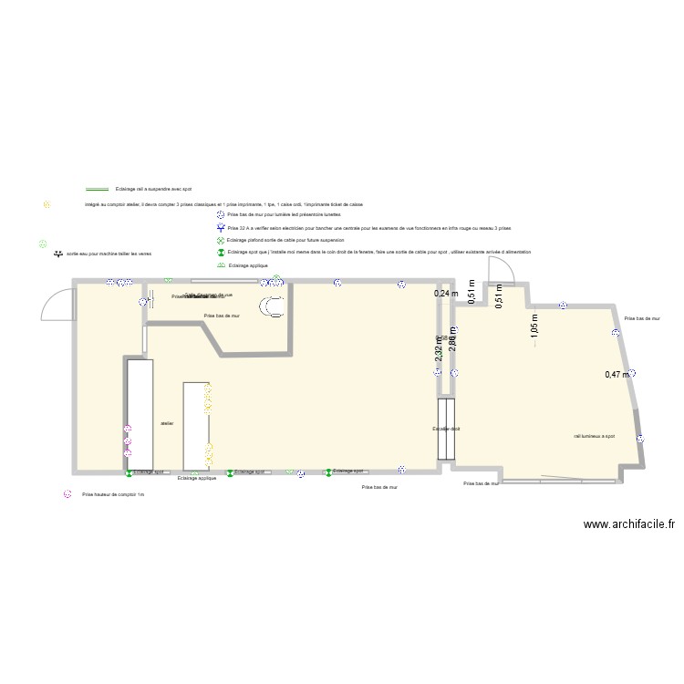 magasin maison roja sans elec. Plan de 2 pièces et 64 m2