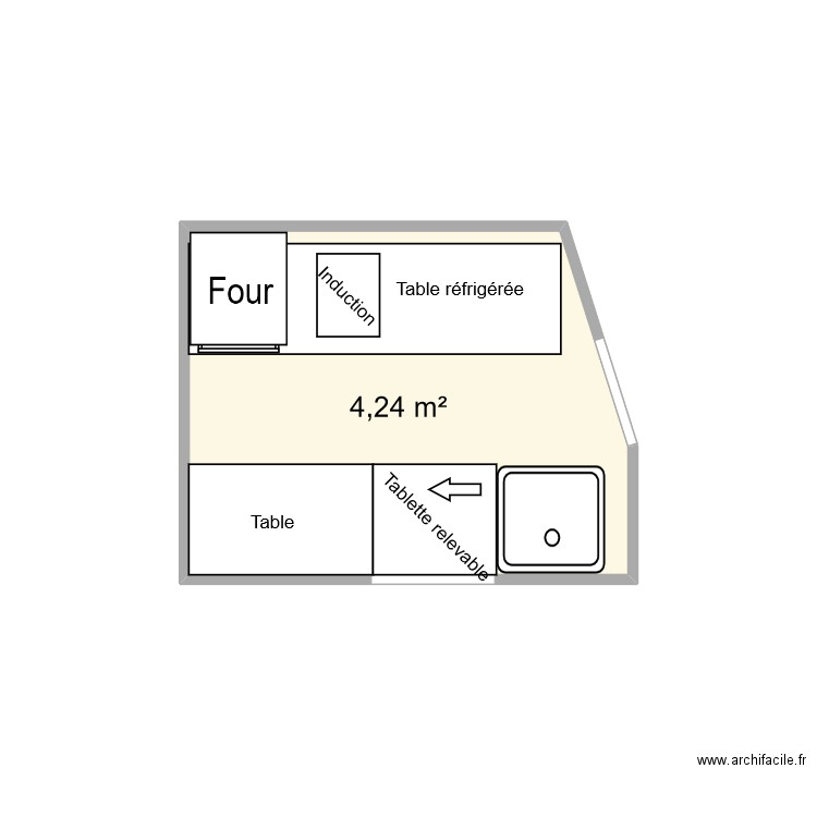 L'ALEA. Plan de 1 pièce et 4 m2