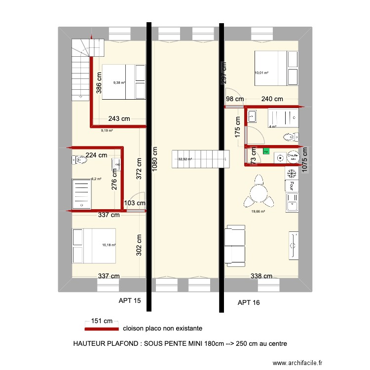 Apt niv 2 Hugues v1. Plan de 9 pièces et 103 m2
