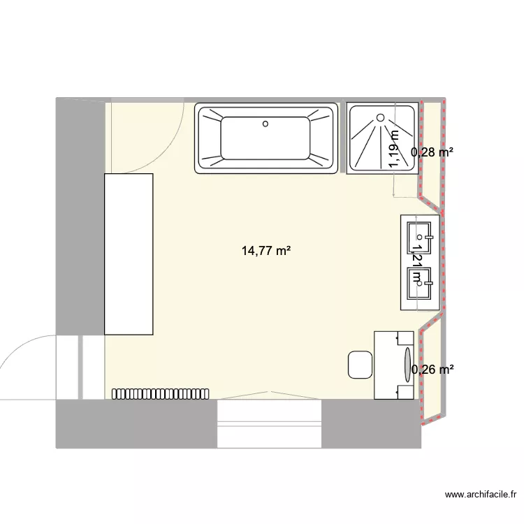 sdb rdc existante. Plan de sdb rdc existante. Plan de