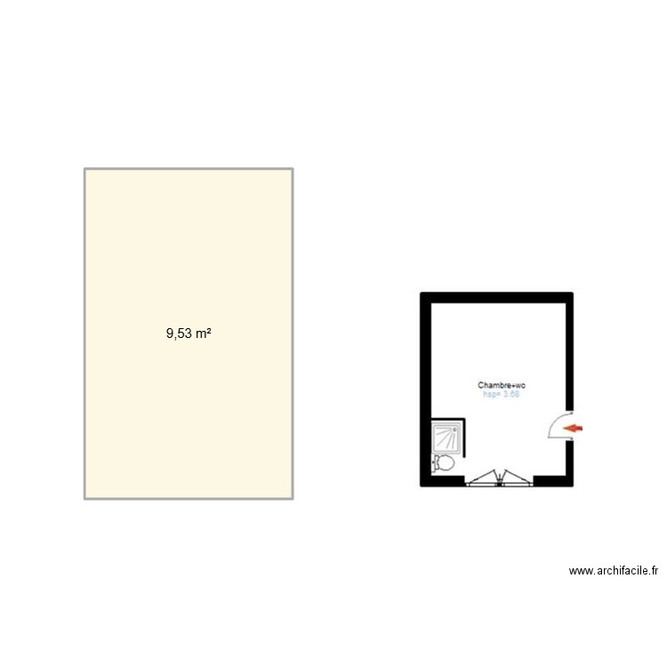 StudCardinal. Plan de 1 pièce et 10 m2