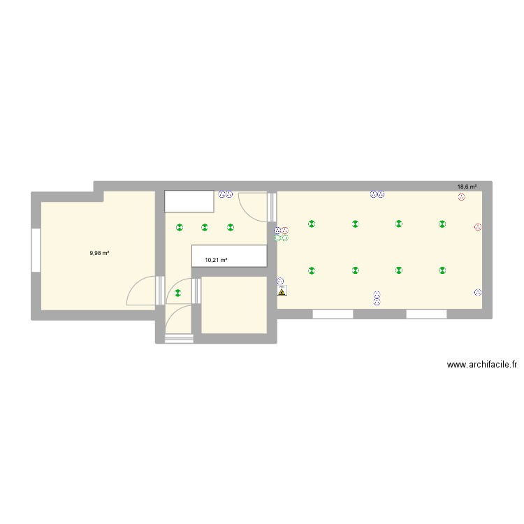Salon Volt V Elec. Plan de 3 pièces et 39 m2