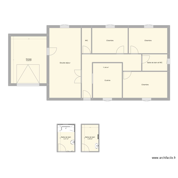 Boucherie. Plan de 11 pièces et 120 m2