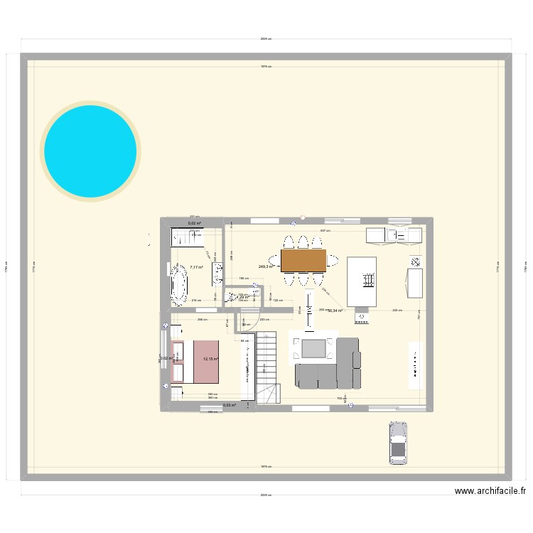 maison élise avec dimensions. Plan de 8 pièces et 416 m2