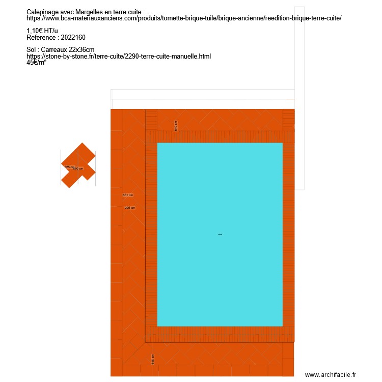 Calepinage sol 220x360. Plan de 1 pièce et 840 m2