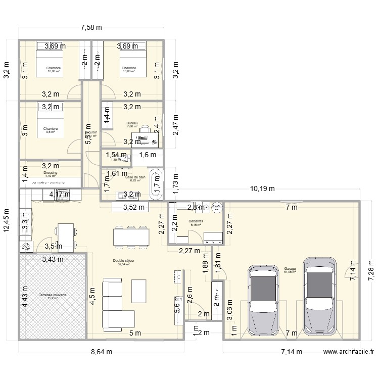 Maison v1. Plan de 12 pièces et 182 m2