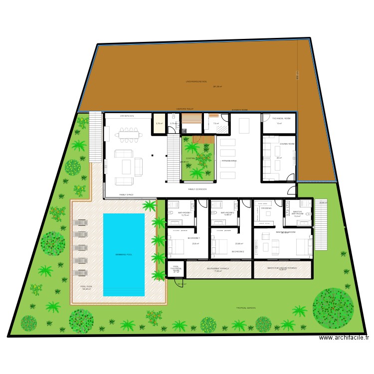 KACYIRU RP4. Plan de 59 pièces et 3464 m2