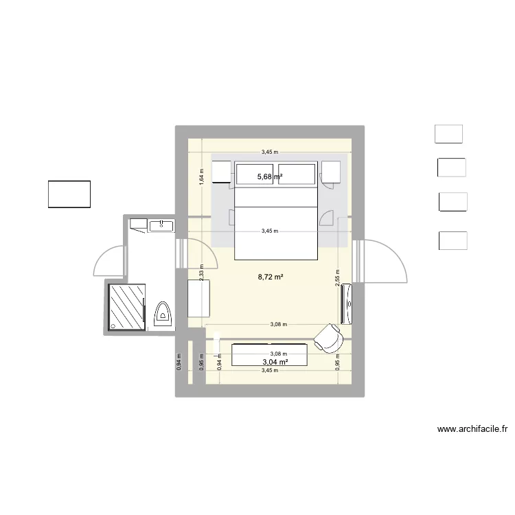Combles Lit et SdB. Plan de 