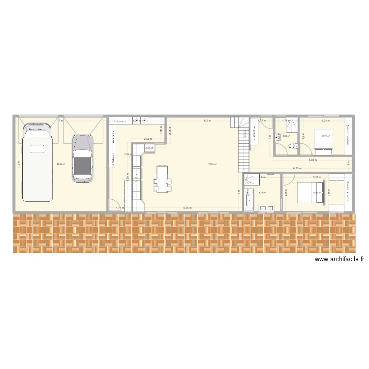 Maison 3. Plan de 7 pièces et 180 m2