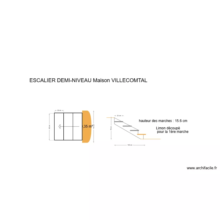 escalier deminiveau. Plan de 
