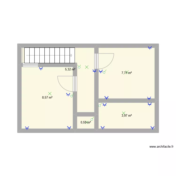 haut. Plan de 5  et 26 m²
