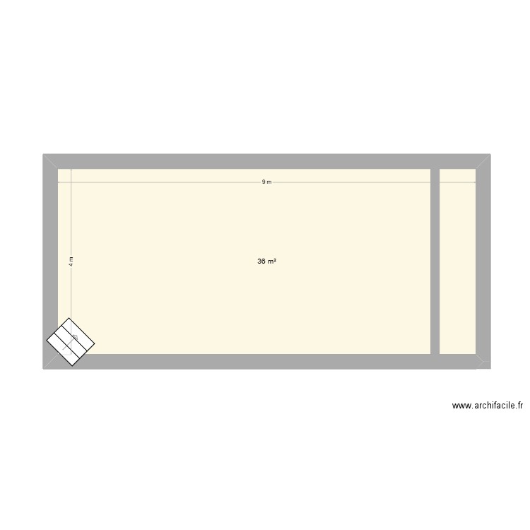 piscine PHI. Plan de 1 pièce et 36 m2