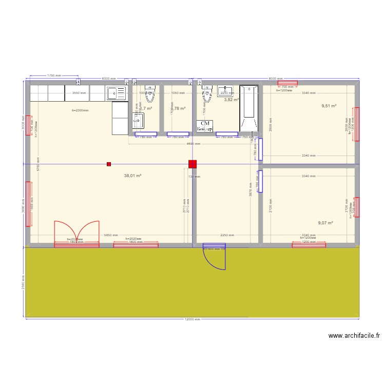 Онегин Барн. Plan de 7 pièces et 91 m2