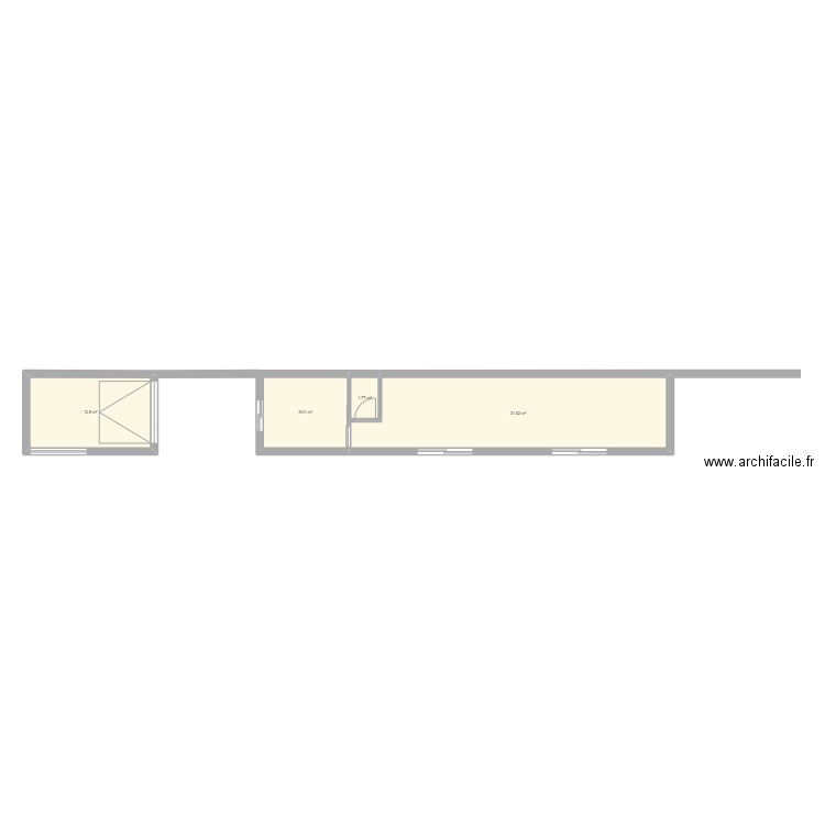 hangar. Plan de 4 pièces et 55 m2